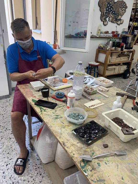 Micromosaic course in Italy.  Erasmus+ project "Step by Step" nr. 2020-1-EE01-KA104-077765