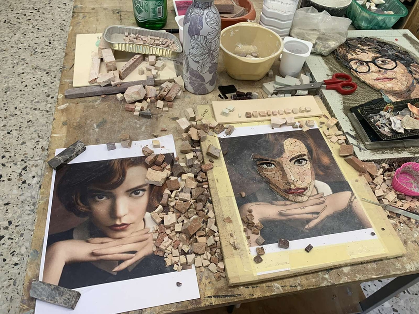Micromosaic course in Italy.  Erasmus+ project "Step by Step" nr. 2020-1-EE01-KA104-077765